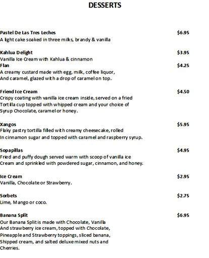Red Iguana - Kingston, NH menu_pic