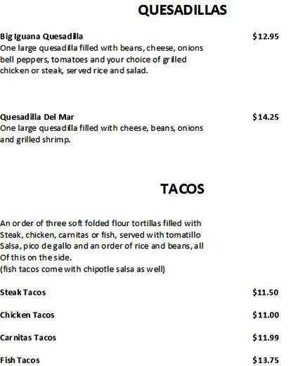 Red Iguana - Kingston, NH menu_pic