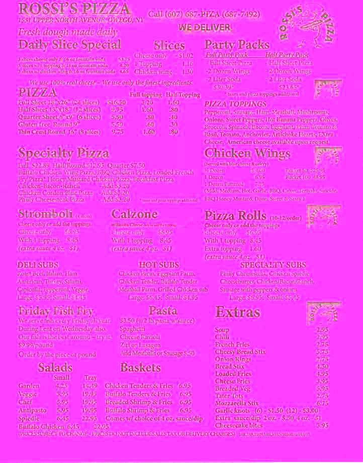 Rossi's Pizza Owego - Owego, NY menu_pic