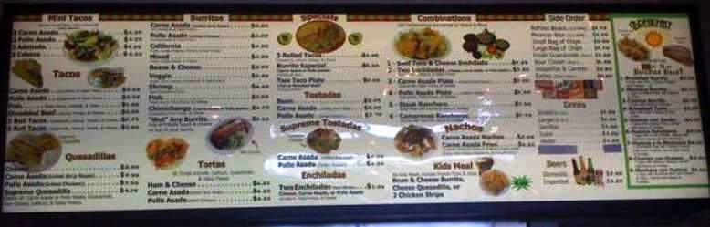Senor Pancho - San Diego, CA menu_pic