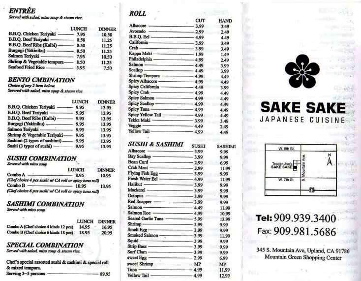 Sake Sake Japanese Cuisine - Upland, CA menu_pic