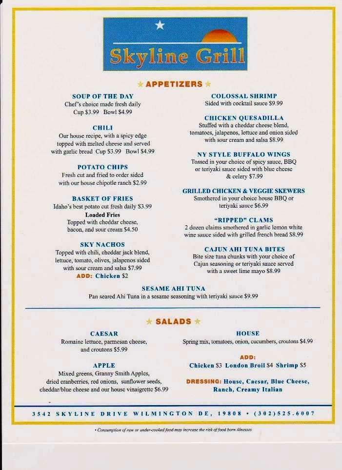 Skyline Grill - Wilmington, DE menu_pic