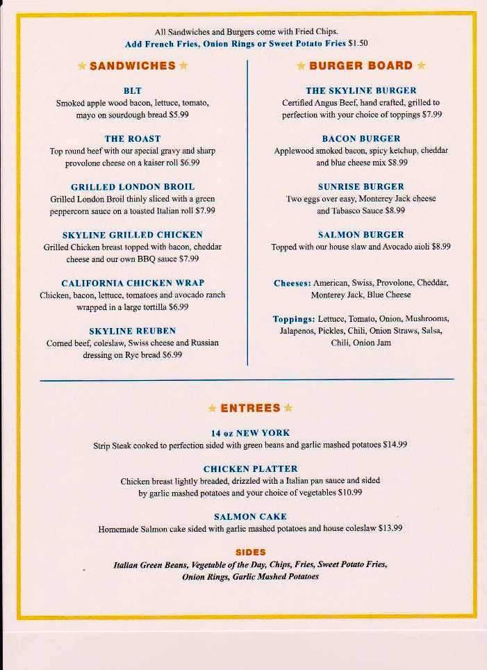 Skyline Grill - Wilmington, DE menu_pic