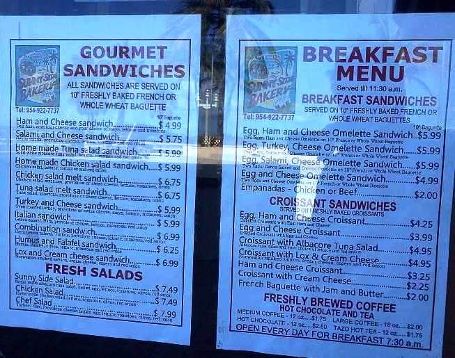 Sunny Side Bakery - Hollywood, FL menu_pic