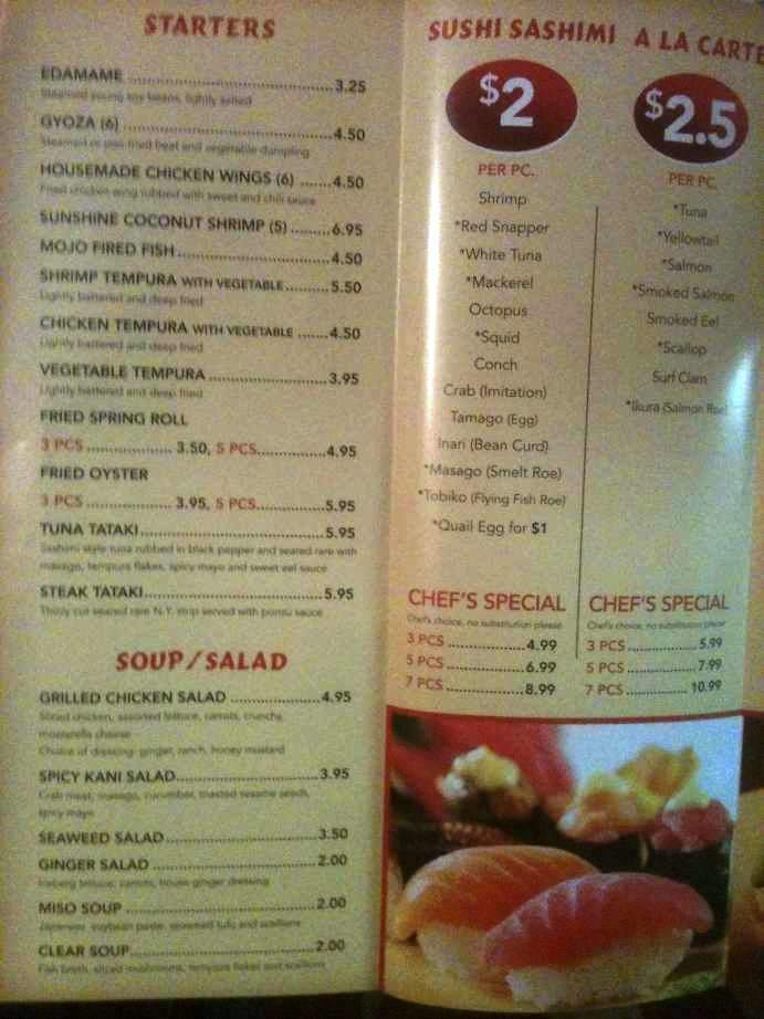 Sake Sushi Bar Grill - Jacksonville, FL menu_pic