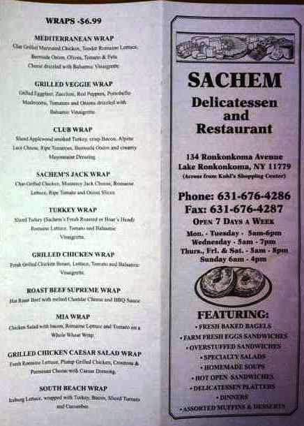 Sachem Deli - Ronkonkoma, NY menu_pic
