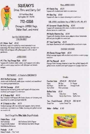 Squeakys - Cincinnati, OH menu_pic