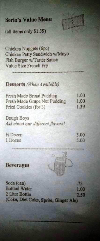 Serio's Fish Chips - Providence, RI menu_pic