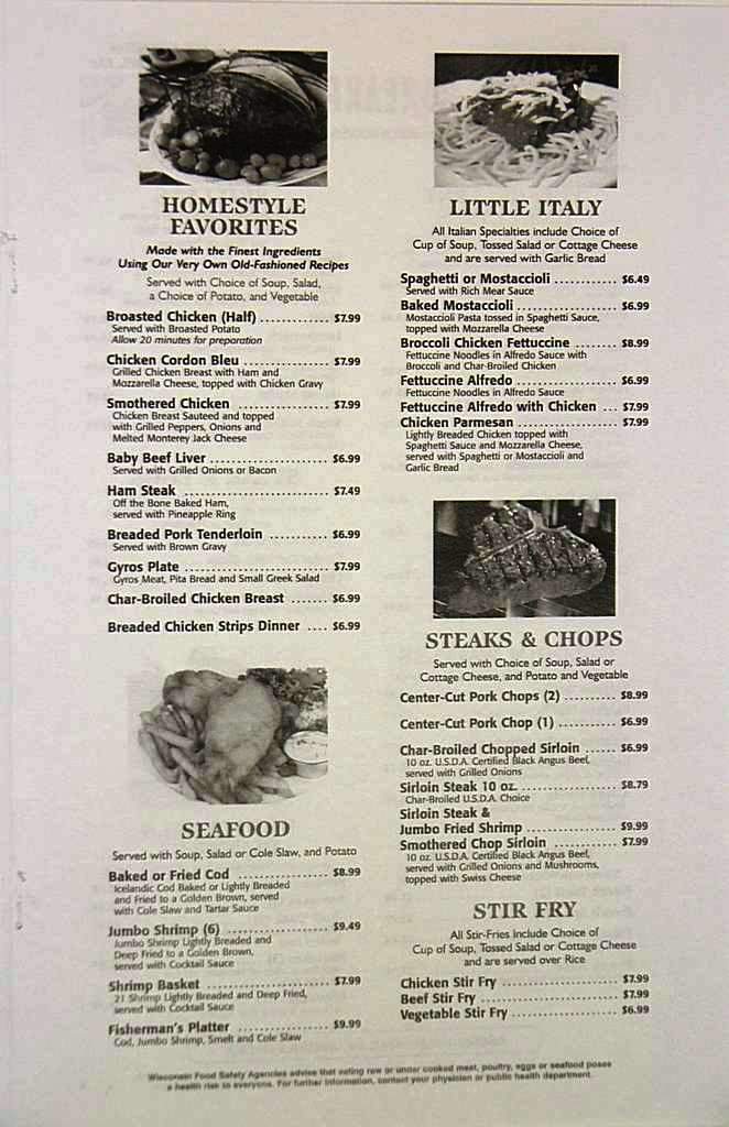 Sparta Family Restaurant - Sparta, WI menu_pic