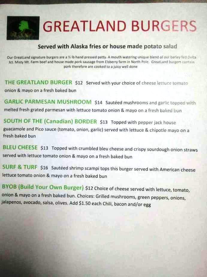 The Great Land Grill - Anchorage, AK menu_pic