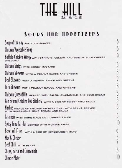 The Hill Bat Grill - Beverly Hills, CA menu_pic