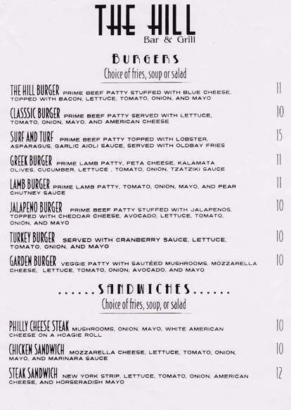 The Hill Bat Grill - Beverly Hills, CA menu_pic