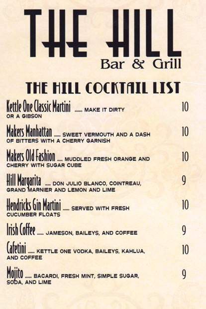 The Hill Bat Grill - Beverly Hills, CA menu_pic
