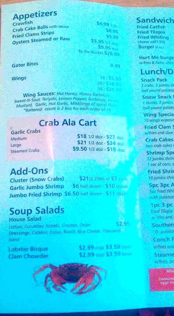 The Crab Stop II - Daytona Beach, FL menu_pic