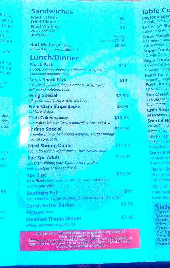The Crab Stop II - Daytona Beach, FL menu_pic