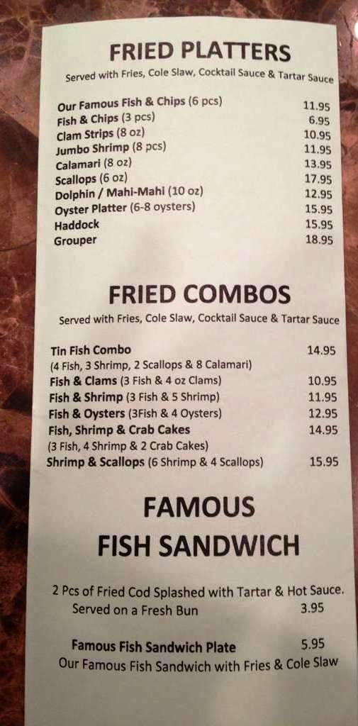 Tin Fish Tradition Square - Port St Lucie, FL menu_pic