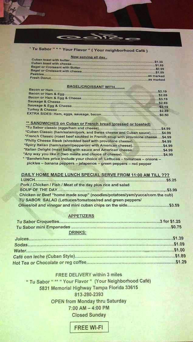 Tu Sabor Bakery Cafe - Tampa, FL menu_pic