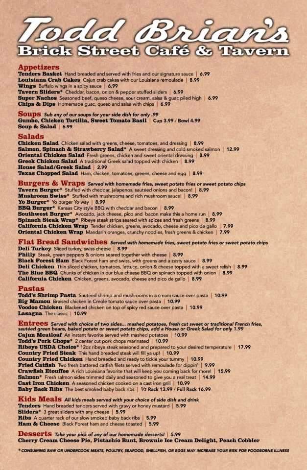 Menu Of Todd Brian s Brick Street Cafe Tavern In Wichita KS 67211 menu-of-todd-brian-s-brick-street-cafe-tavern-in-wichita-ks-67211