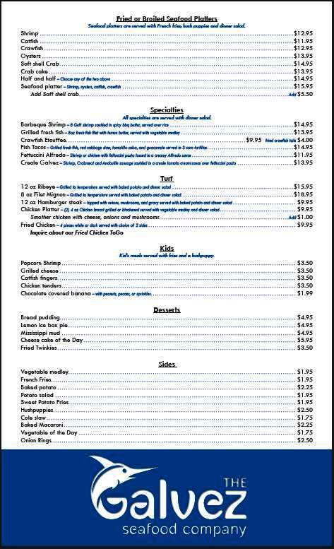 The Galvez Seafood Company - Prairieville, LA menu_pic