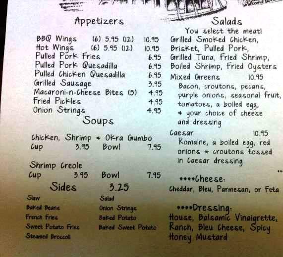 The Natchez Landing - Natchez, MS menu_pic