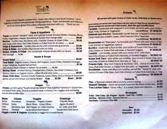 Tres- Taqueria y Cantina - Norman, OK menu_pic