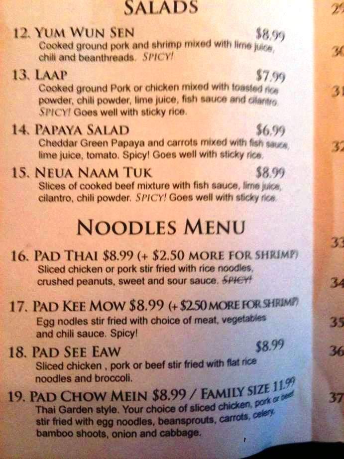 Thai Garden Restaurant - Deer Park, WA menu_pic