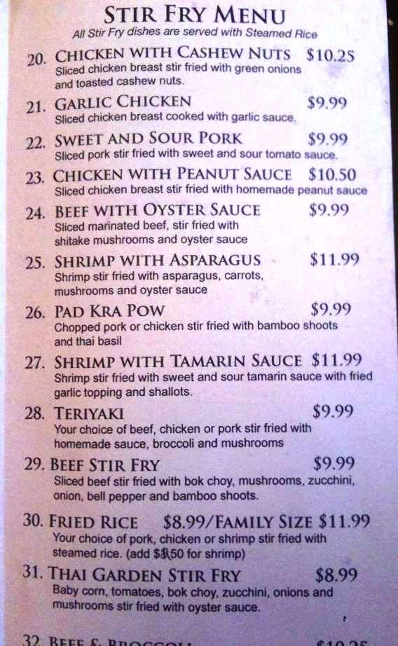 Thai Garden Restaurant - Deer Park, WA menu_pic