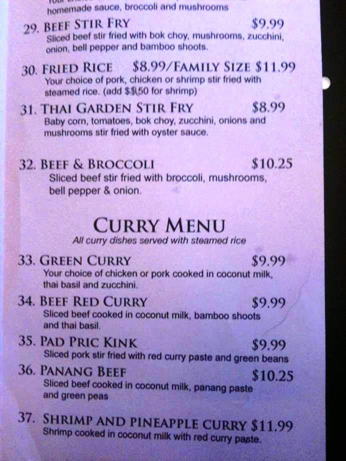Thai Garden Restaurant - Deer Park, WA menu_pic