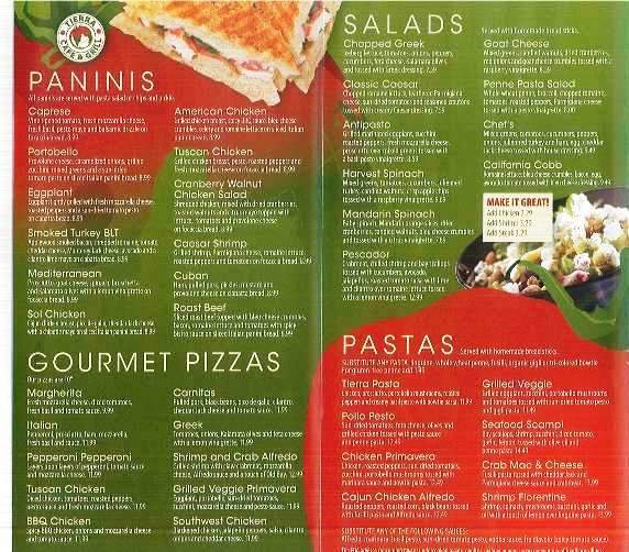 Tierra Cafe Grill - Harrisburg, PA menu_pic