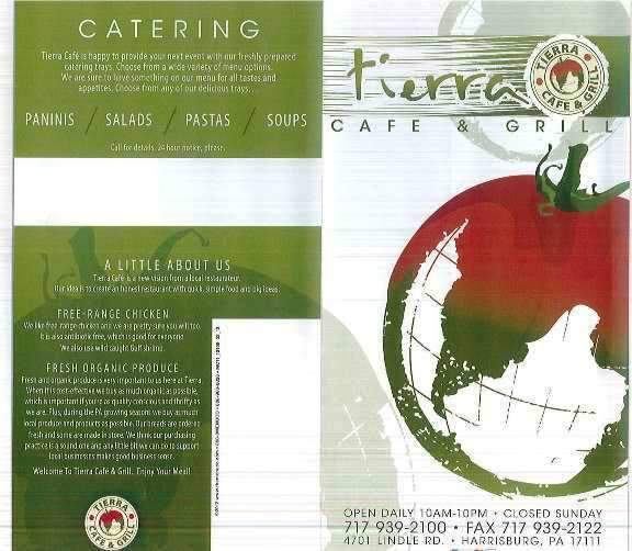 Tierra Cafe Grill - Harrisburg, PA menu_pic