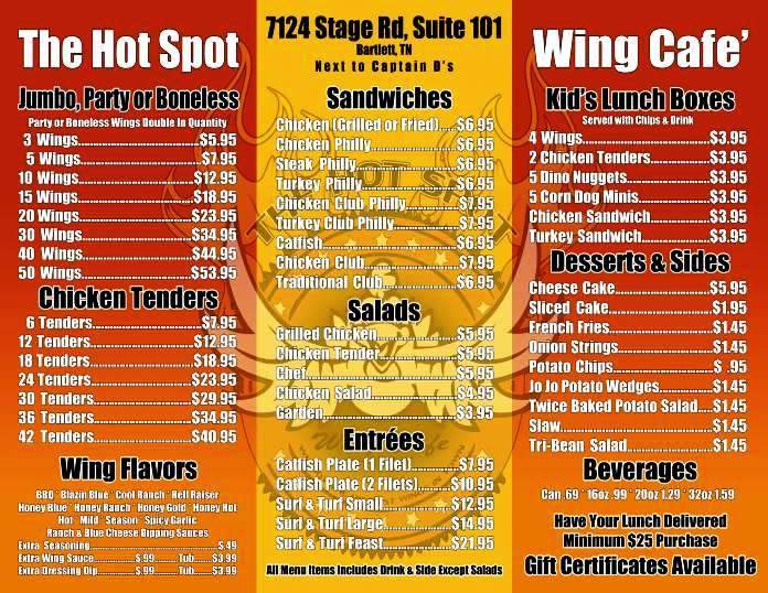The Hot Spot Co. - Wing Cafe - Bartlett, TN menu_pic