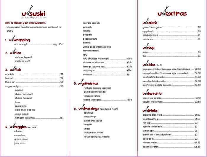U-Sushi - Beverly Hills, CA menu_pic