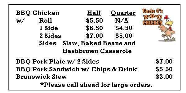 Uncle C's BBQ Chicken - Statesville, NC menu_pic