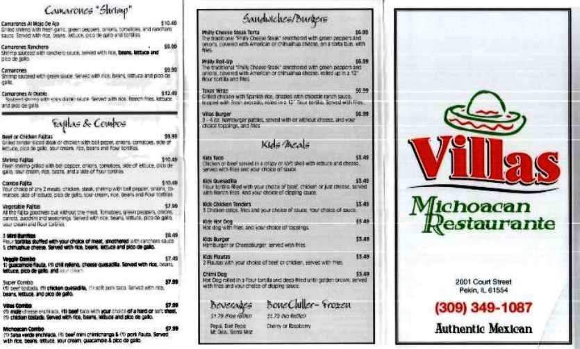 Villas Michoacan Restaurante - Pekin, IL menu_pic