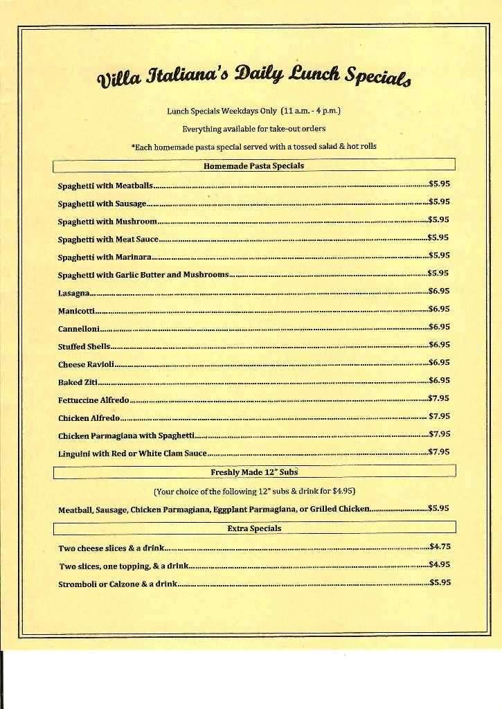 Villa Italiana - Mansfield, TX menu_pic