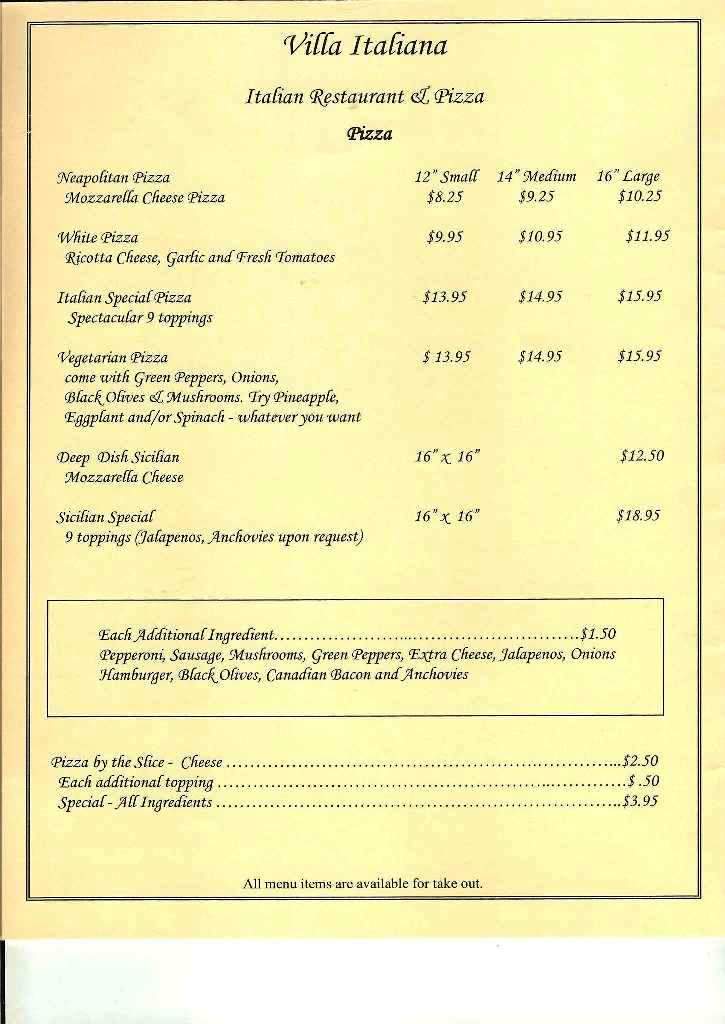 Villa Italiana - Mansfield, TX menu_pic
