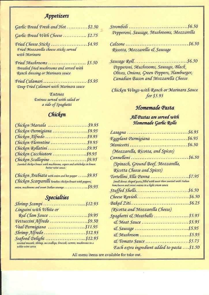 Villa Italiana - Mansfield, TX menu_pic