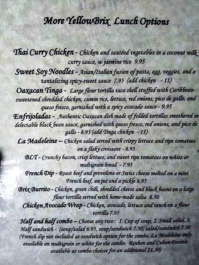 Yellow Brix Restaurant - Carlsbad, NM menu_pic