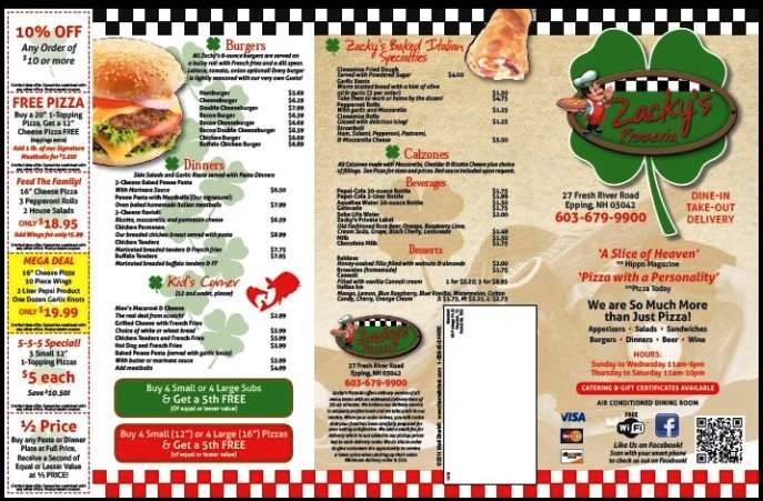 Zackys Pizza - Epping, NH menu_pic
