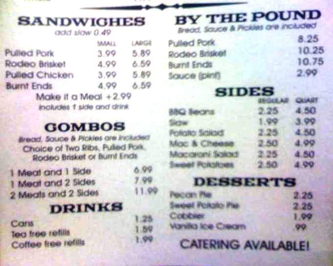 gunslinger's hickory pit BBQ - Clarksville, TN menu_pic