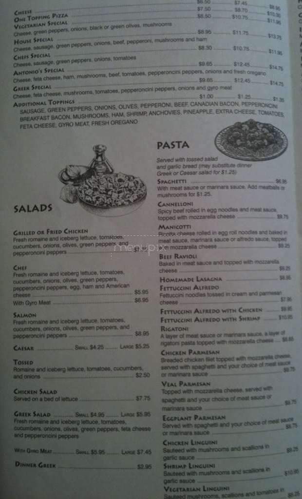 Antonio's Corner Restaurant - Cleveland, TN menu_pic