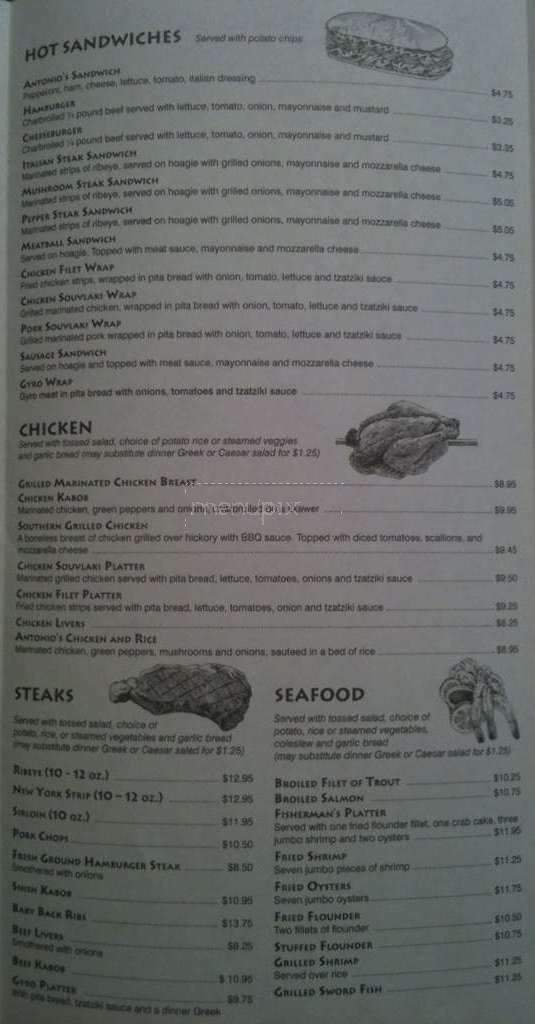 Antonio's Corner Restaurant - Cleveland, TN menu_pic
