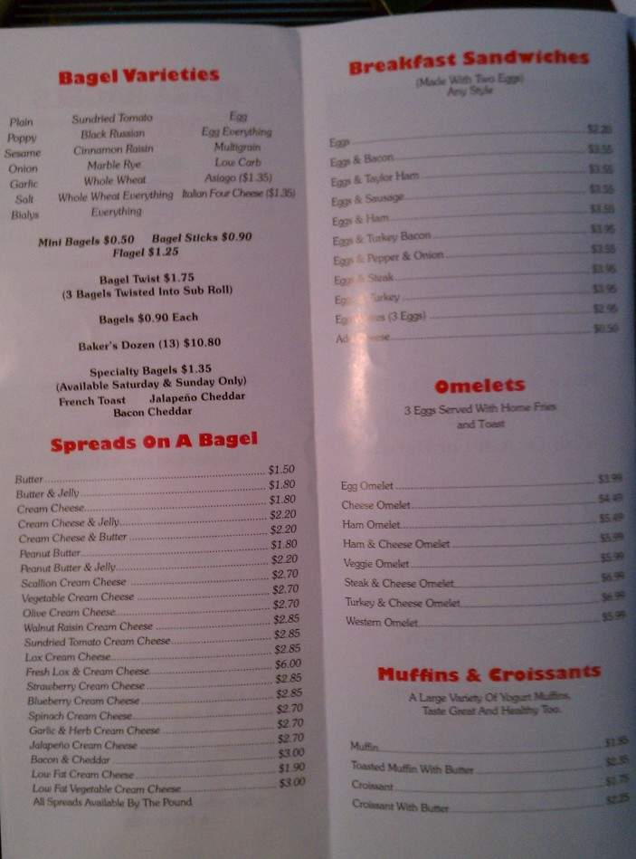 Plaza Bagel & Deli - Clifton, NJ menu_pic