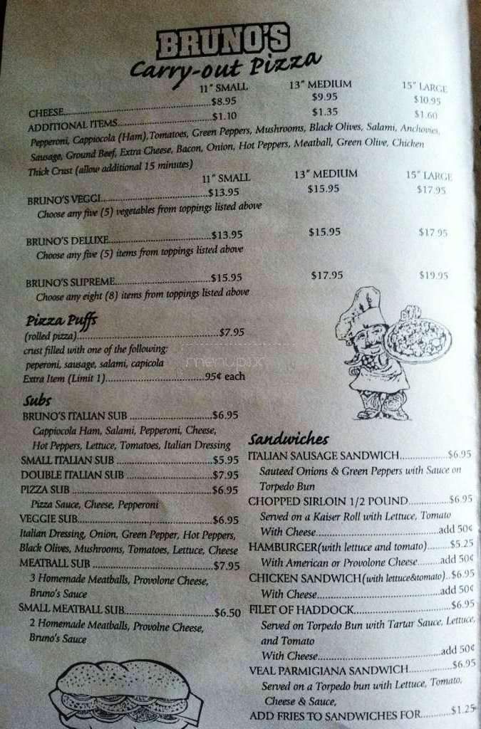 Bruno's Pizza & Restaurant - Columbus, OH menu_pic