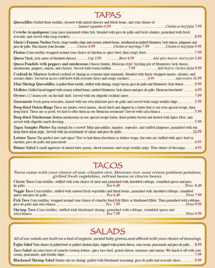 Coyoacan Mexican Restaurant - Tyler, TX menu_pic