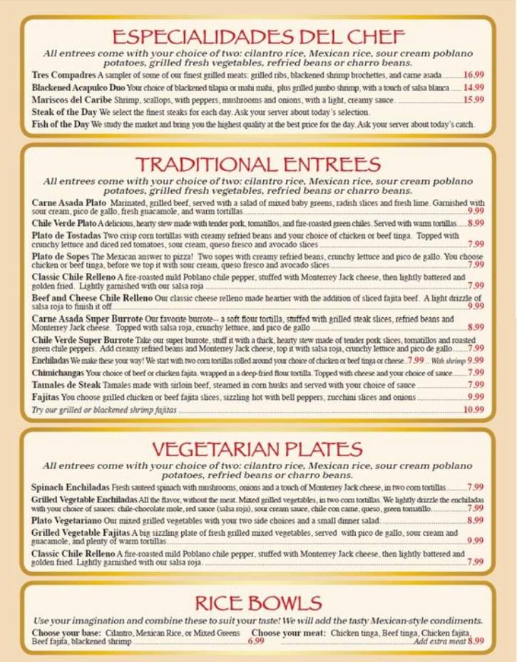 Coyoacan Mexican Restaurant - Tyler, TX menu_pic