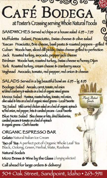 Cafe Bodega - Foster's Crossing - Sandpoint, ID menu_pic