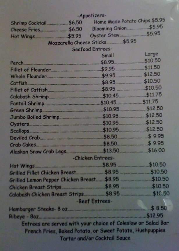 Captain Will's Seafood - Cherryville, NC menu_pic