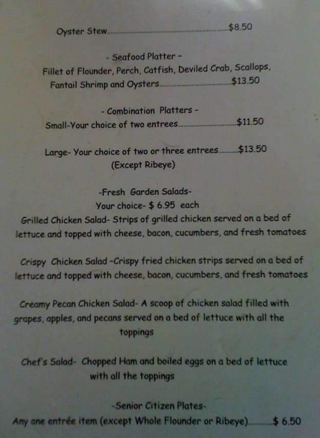 Captain Will's Seafood - Cherryville, NC menu_pic