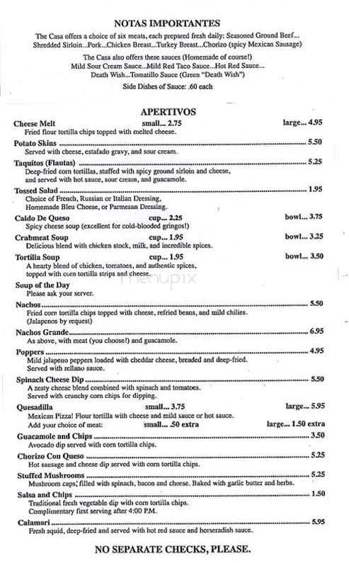 Casa Too Mucha - New Hartford, NY menu_pic